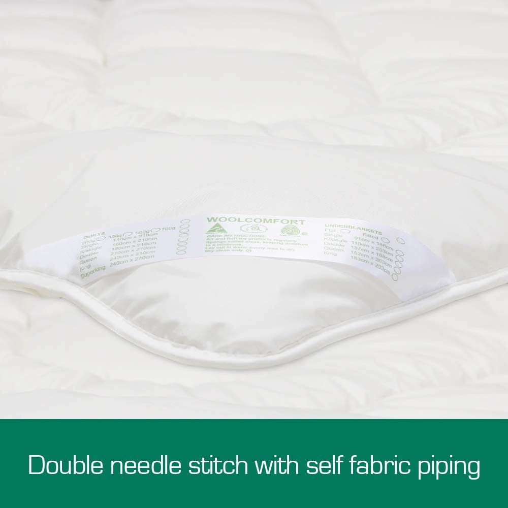 Australian Made Washable Merino Wool Quilt/Doona/Duvet 700GSM Super Warm (240X210Cm King) image number 3