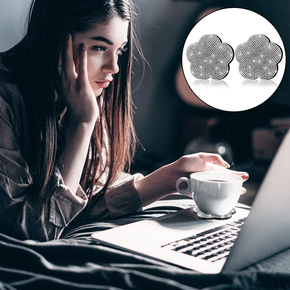 BEZANU Bling Silicone Car Cup Holders, 2 PCS Non-Slip Car Cup Pads for Universal Interior Accessories (7Cm/ 2.75In) image number 3