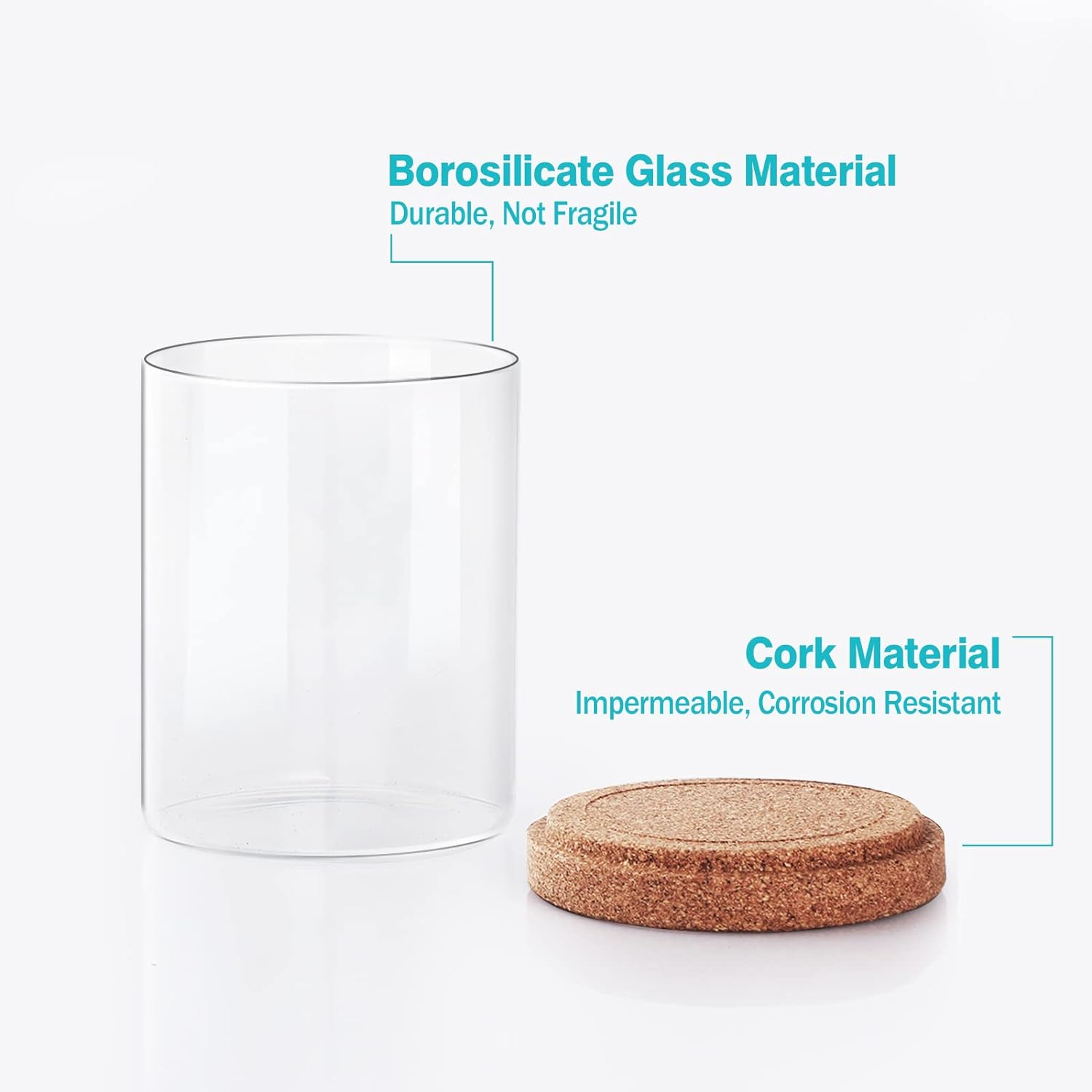 Anhow 3 Pack Qtip Holder Dispenser, Makeup Organizer with Cork Lids and Cork Pallet Cosmetic Display Cases Cotton Pad Dispenser for Cotton Ball, Cotton Swab, Cotton round Pads, Floss - Clear - Transparent image number 7