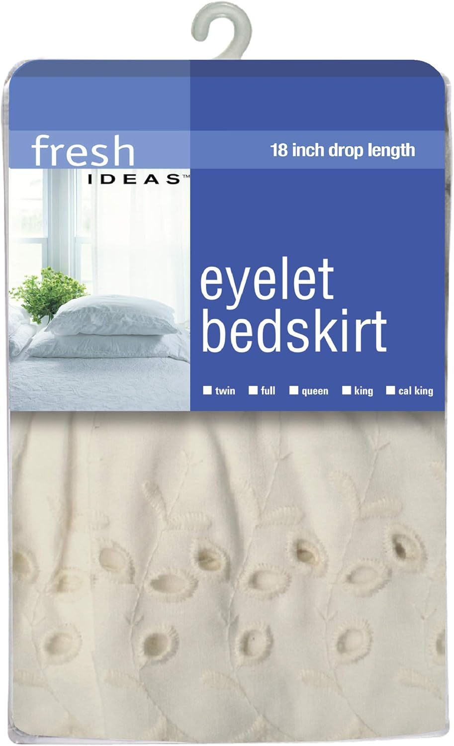 Eyelet Ruffled Bedskirt &ndash; Ruffled Bedding with Gathered Styling &ndash; 18&rdquo; Drop, Queen, Bone Ivory