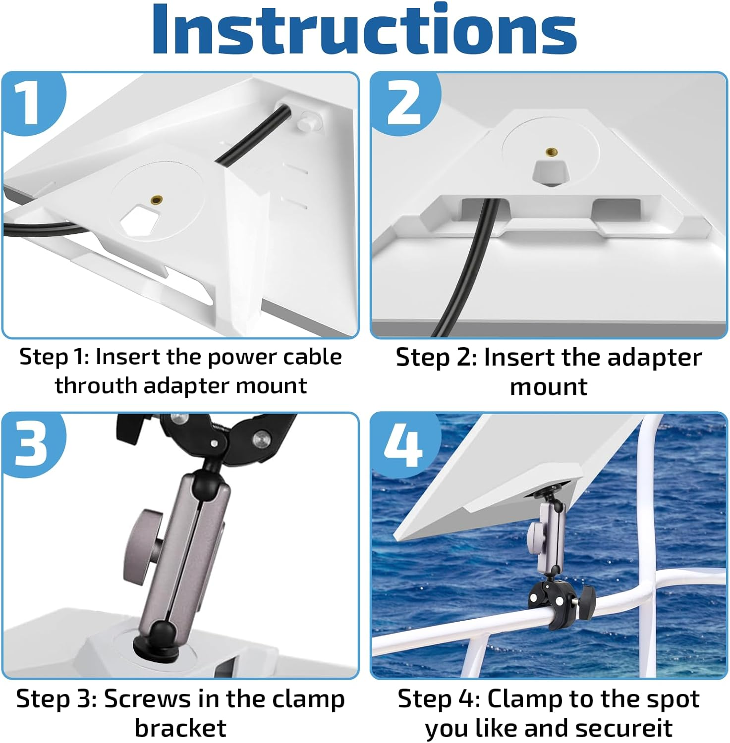 Daboot Starlink Mini Mount - Adjustable Clamp Accessories for Starlink Mini Dish, Fits 2.2&ndash;5CM Poles, Ideal for RV Ladders, Roof Racks, Vans, Boats, Campers, and Outdoor Use image number 1