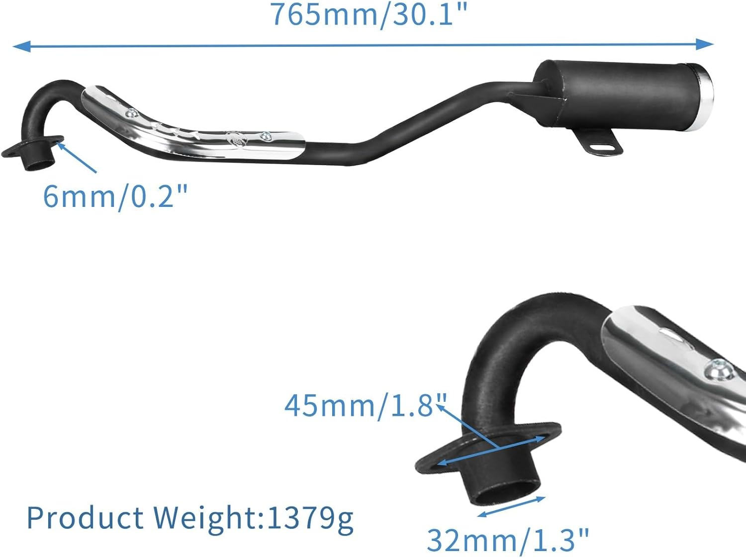 YC Yier 32Mm Exhaust Muffler Pipe for 70Cc 110Cc 125Cc 150Cc Engine ATV Quad Dirt Bike 4 Wheeler Buggy Go Kart Motocycle UTV image number 6