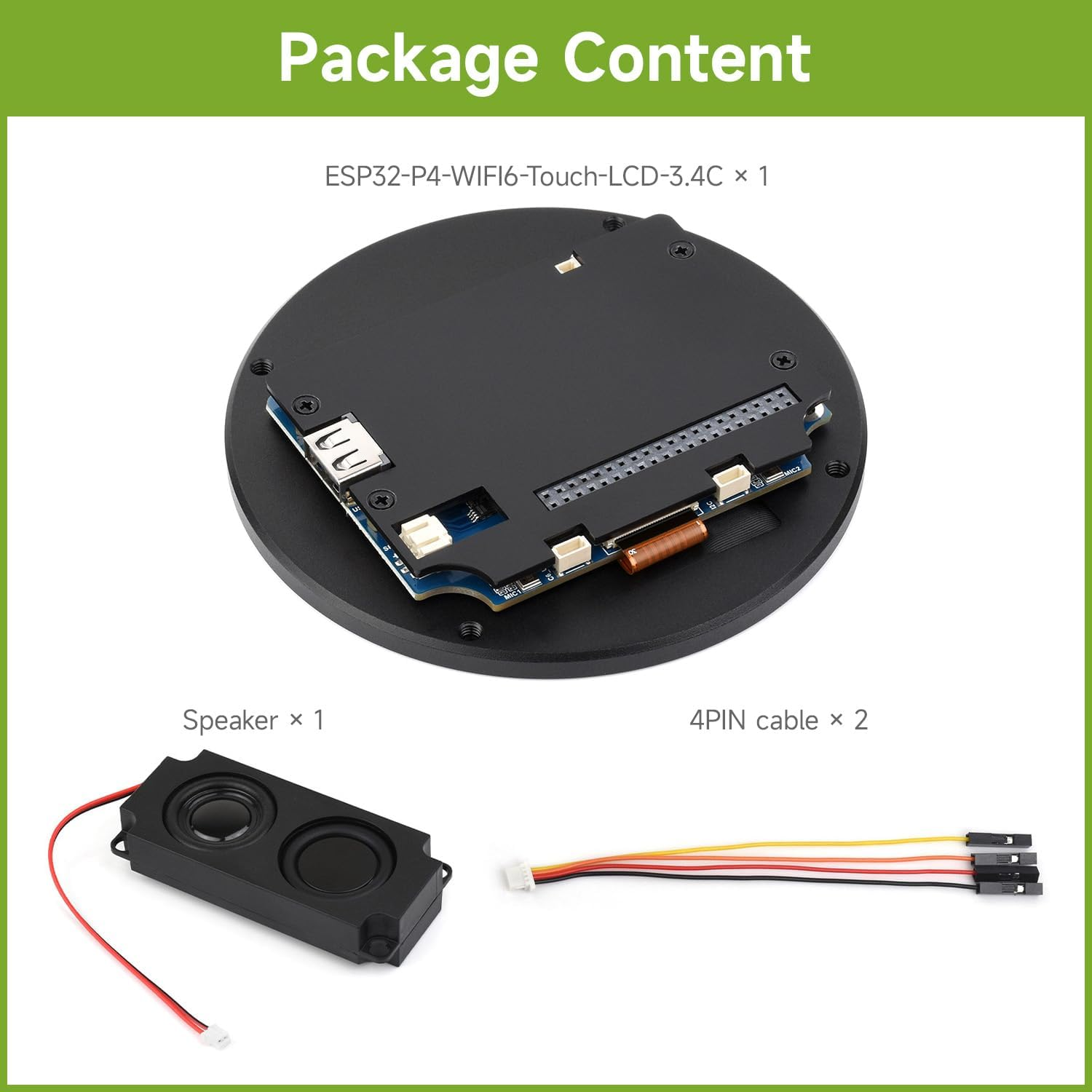 Waveshare ESP32-P4 3.4Inch Wi-F6 round Touch Display Development Board, 800 &times; 800, 170&deg; Viewing Angle, Optical Bonding Toughened Glass, Onboard Dual Microphones, Support Wi-Fi 6 / Blue-T 5 (LE) image number 2
