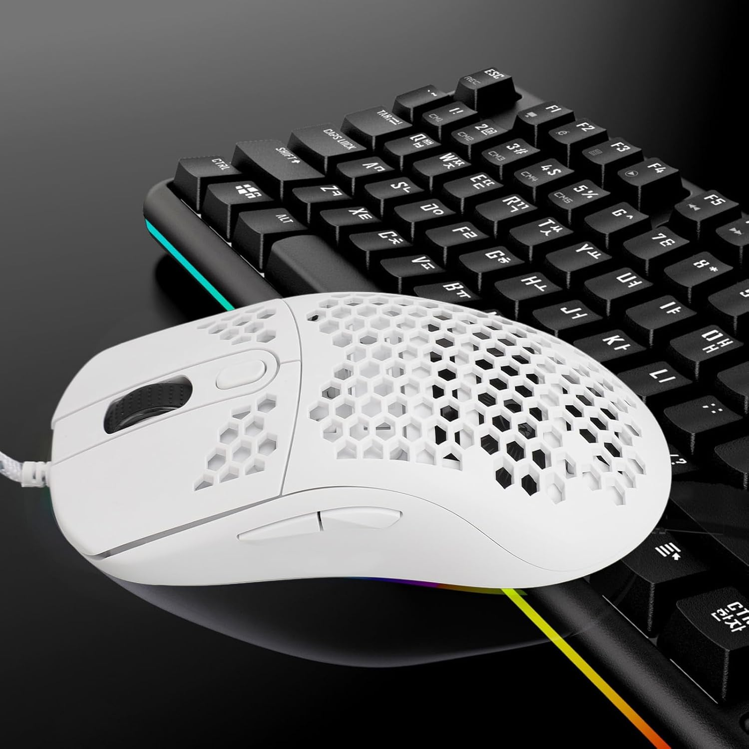 Wired Gaming Mouse, USB Optical Computer Mice with RGB Backlit, 6 Adjustable DPI up to 8000DPI, 6 Programmable Buttons, Ergonomic Computer Mice for Windows/Pc/Laptop Gamer (White) image number 3