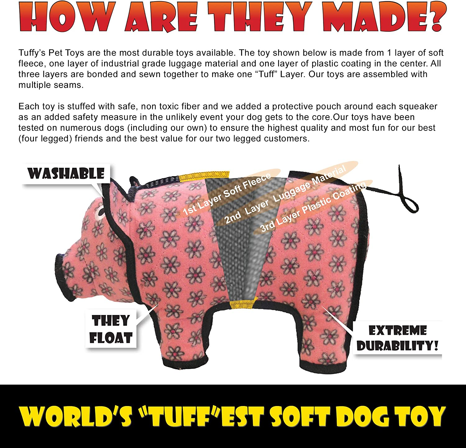 TUFFY Desert Bat, Durable Dog Toy image number 6