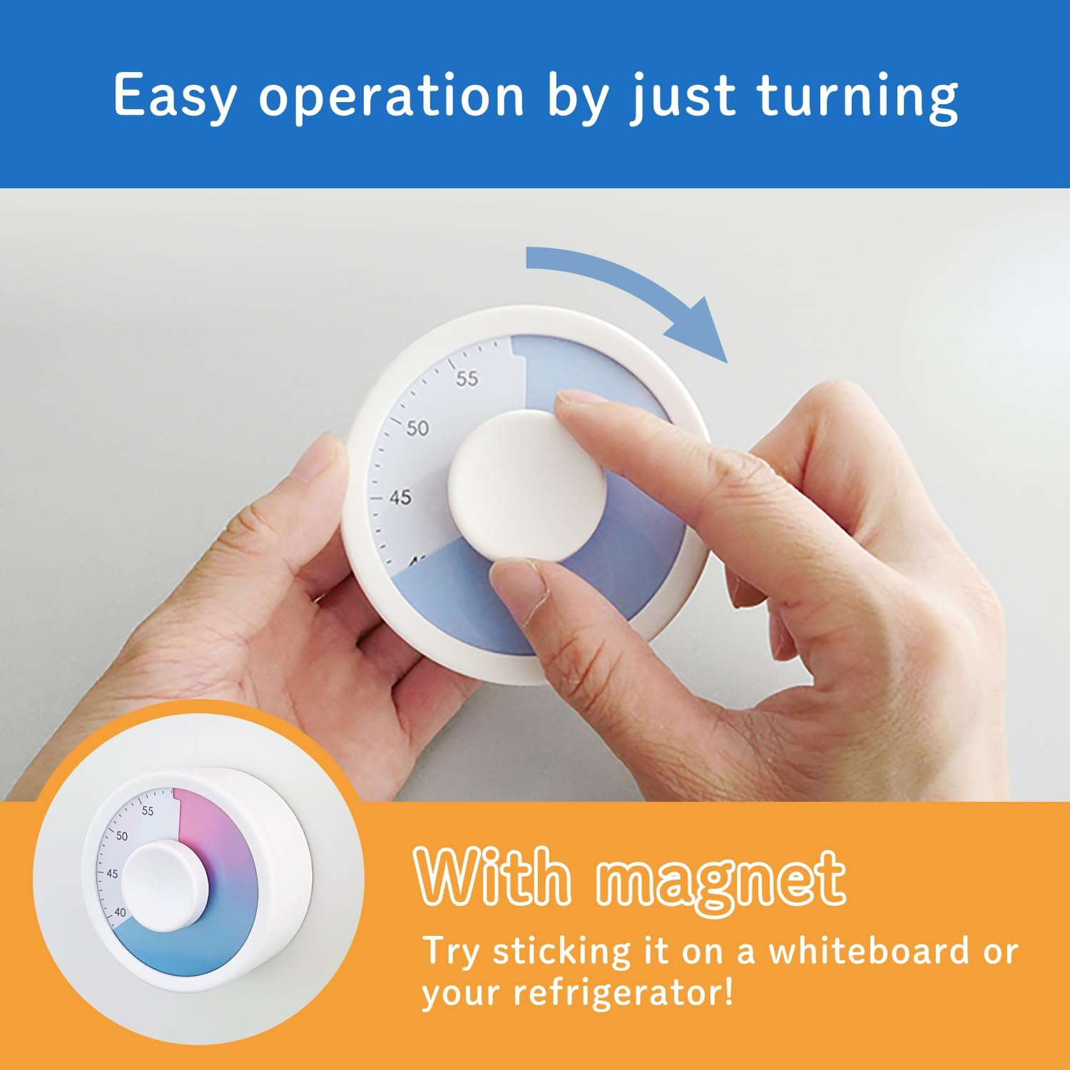 Sology Mirai Timer, a round Visual Timer for Studying, Cooking, Meetings, Task Management, Fitness, and Muscle Training. Cute and Stylish, Perfect for Desktop Use. Blue. image number 6
