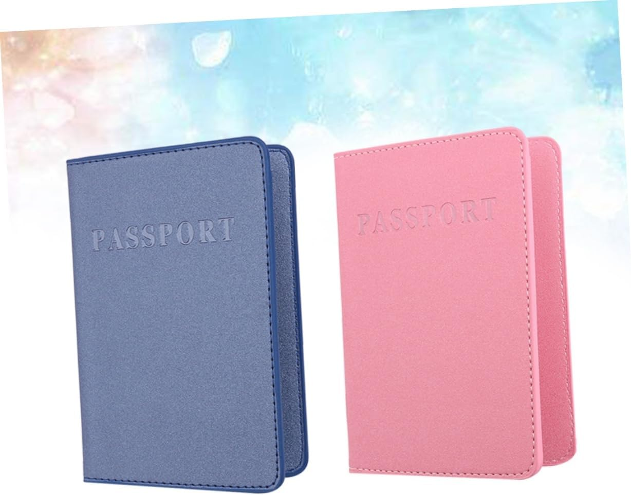 SOESFOUFU 2Pcs Multi-Functional RFID Passport Holder Pouch Magnetic Closure Dull Polish Pu Leather Travel Pouch image number 3
