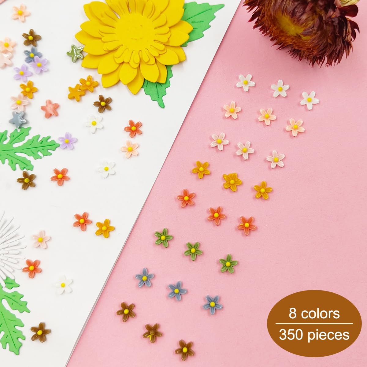 3D Flower Nail Charms, Yucool 350Pcs 3D Acrylic Flower Nail Art Rhinestones,Cute Colorful Flower Set for Nail Decorations image number 3