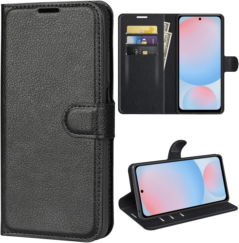 T Tersely Wallet Case Cover for Samsung Galaxy S24 FE 5G (2024), Premium Protective PU Leather Flip Magnetic Case with Card Slots Stand Feature - Black image number 1