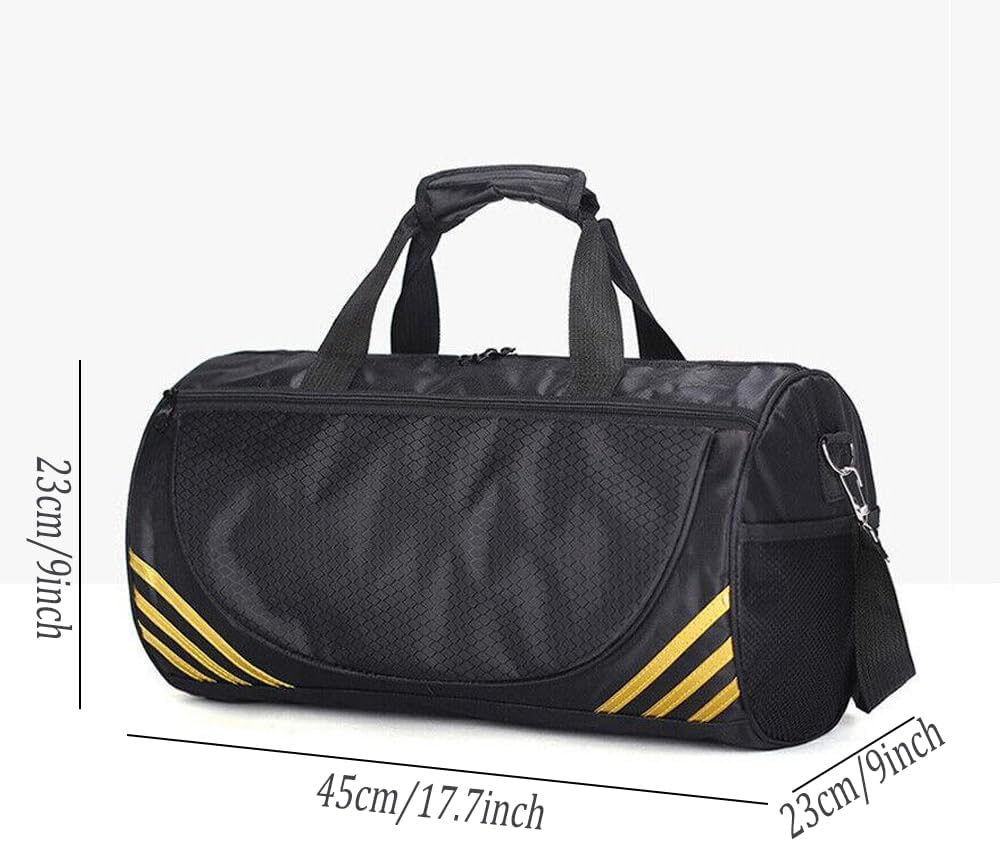 AIMALL Gym Duffle Bag Waterproof Taekwondo Travel Duffel Bag Outdoor Large Size Black, Durable Nylon & Polyester, Casual Style, Side Pockets, 17.7X9X9In image number 5