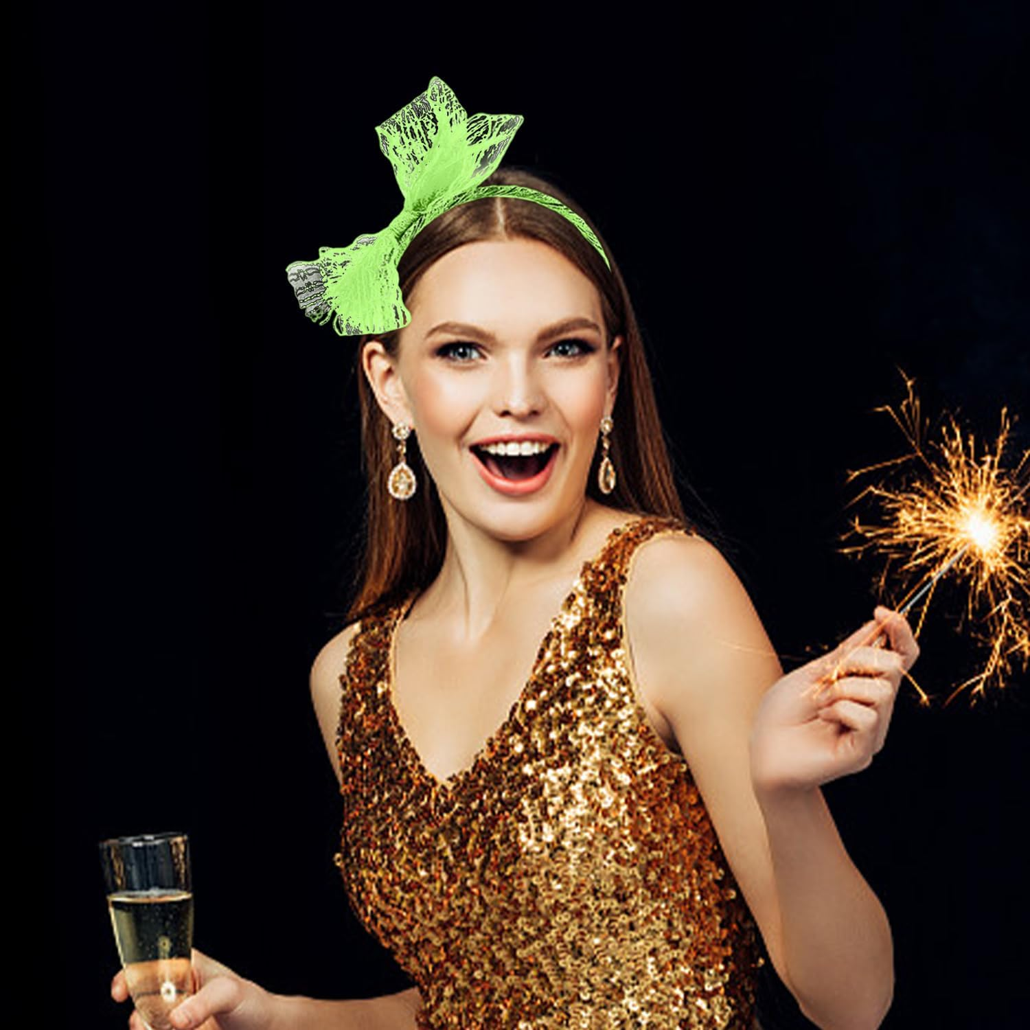 Pack of 2 Lace Bow Headbands, Retro Hair Accessories, Party Clothing Accessories, Headgear for Women, Elees and Simple Headband. image number 4