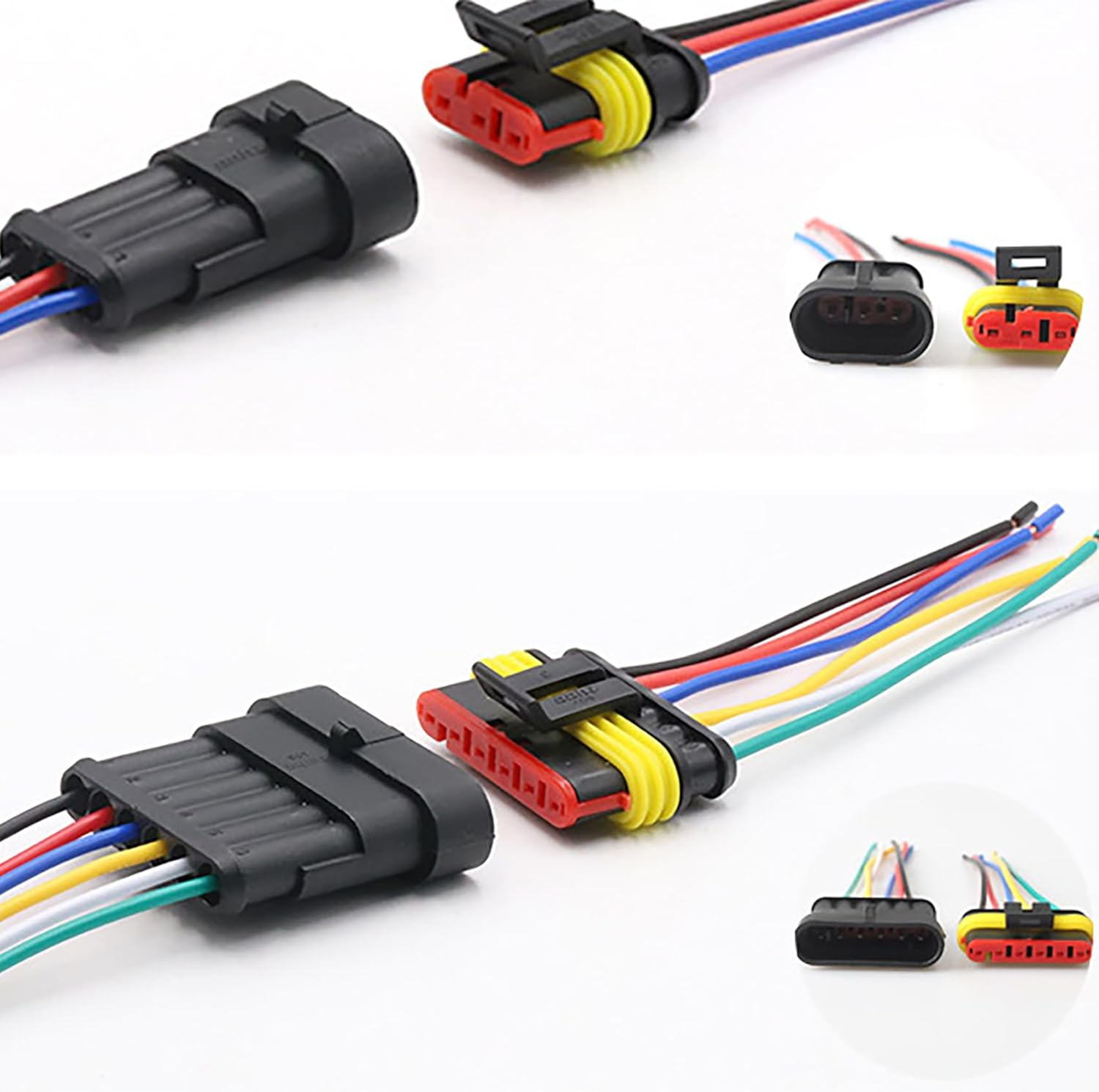 5Pack 5 Pin Connector Waterproof Connector, Tunghey Male and Female Way 16 AWG Wire Suitable for Car Truck, Boat and Other Wire Connection (5P) image number 5