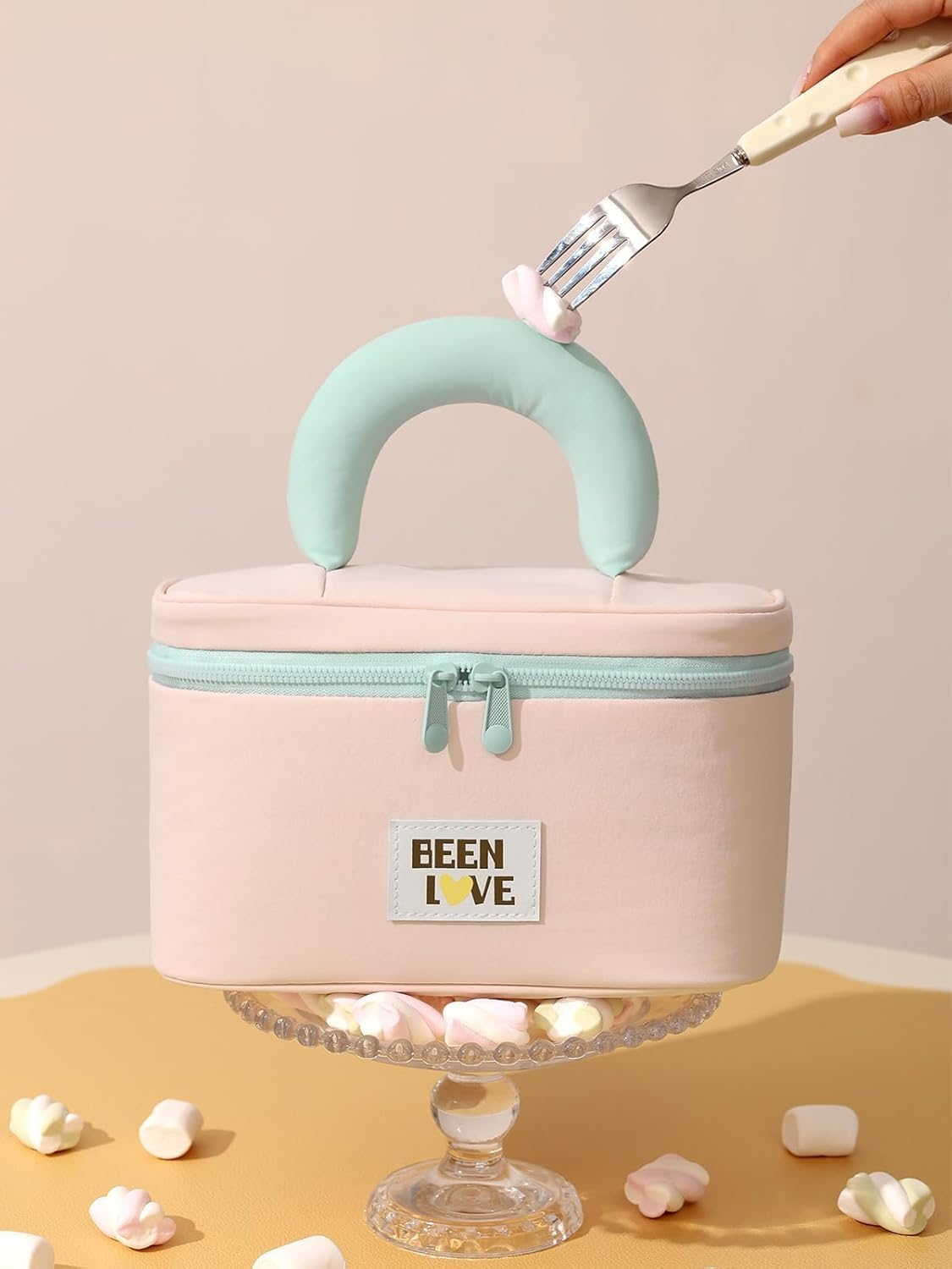 Travel Makeup Bag Cute Cosmetic Bag for Women Large Capacity Makeup Case Organizer Bag Toiletry Bag Portable Waterproof Make up Bags with Handle and Divider, Pink (Pink) - Purple image number 2