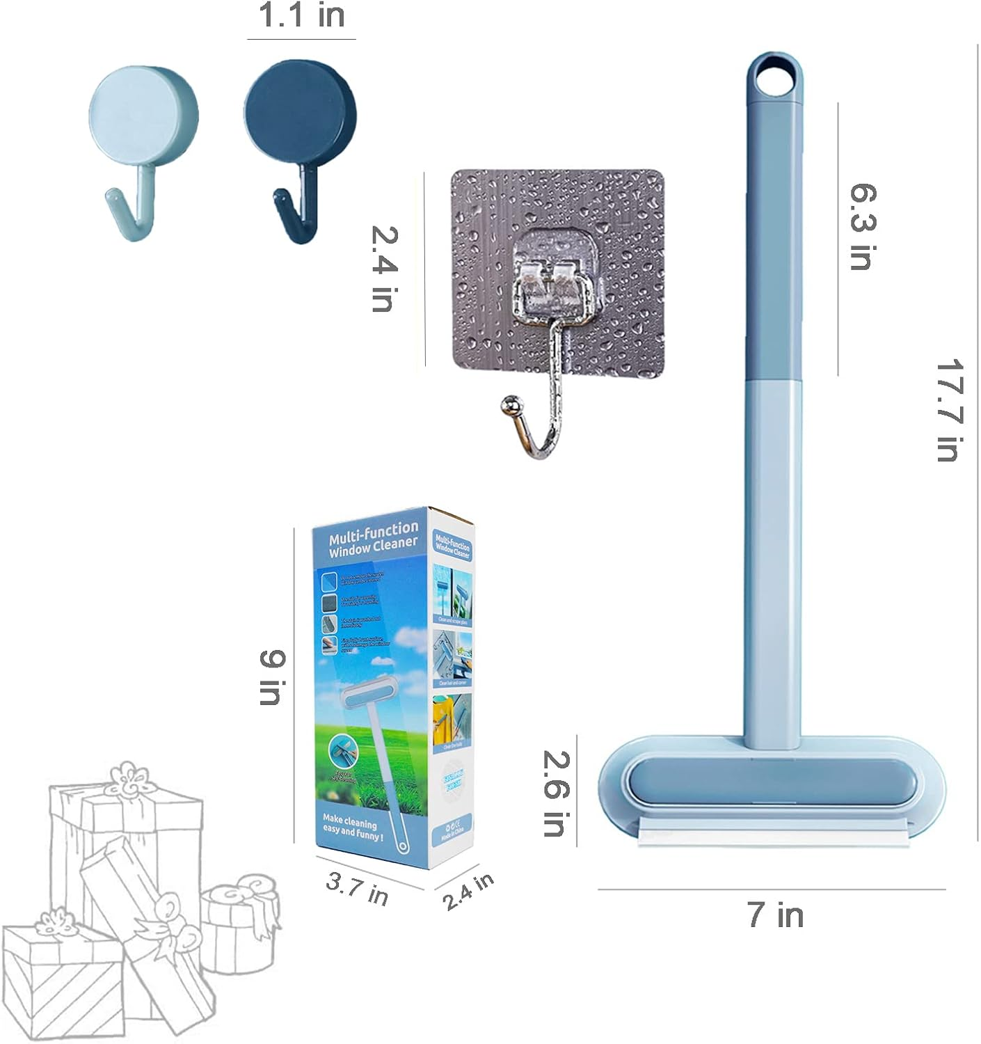 4 in 1 Window Screen Cleaner Brush with Handle, Magic Window Cleaning Brush, Also Suitable for Window Washer Squeegee Kit, Window Cleaner Squeegee, Window Track or Seal Cleaning Tools image number 4