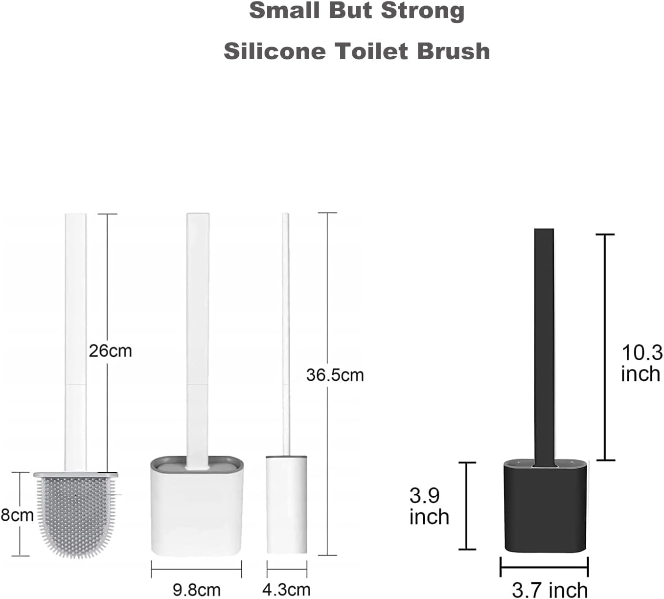 Silicone Toilet Brush-Soft Flat Toilet Brush with Holders,Toilet Brush and Holder Set, Silicone Toilet Brush with TPR Bristles, Wall Mounted and Standing (2 White) - 3Black image number 6