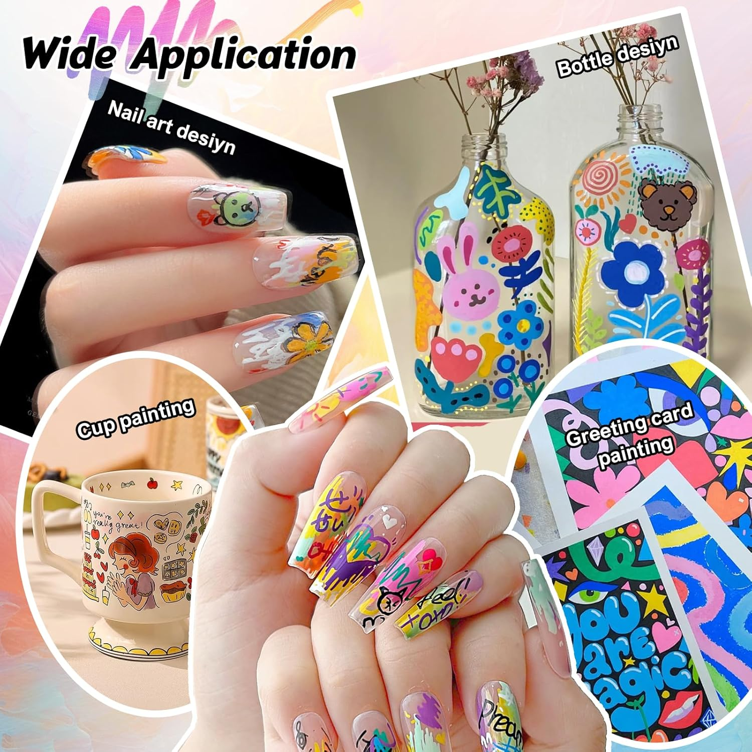 MAGIC ARMOR Nail Art Graffiti Set - 12 Color 3D Pens for Painting, Liner, Manicure Polish Tools - Drawing Brush for DIY Beauty Adorn image number 5