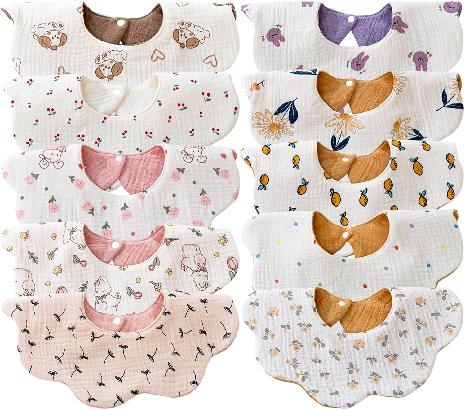 Baby Drool Bibs Muslin Bibs Adjustable Baby Drooling Bibs Soft Cotton Baby Bibs for Boys Girls Unisex