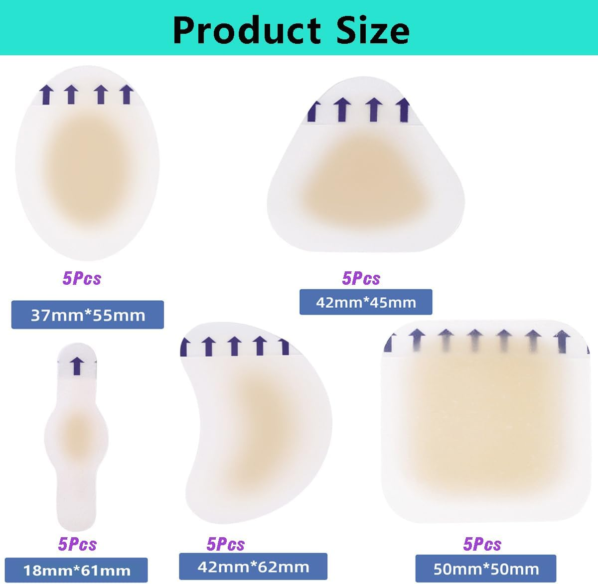 Gel Blister Prevention Tape (25 Pack), Blister Bandages Pads for Feet, Heel, Toe, Finger Pain Relief and Healing, Hydrocolloid Bandages Blister Cushions for Athletic Injury, Sports, Run, Walk （5 Styles） image number 5