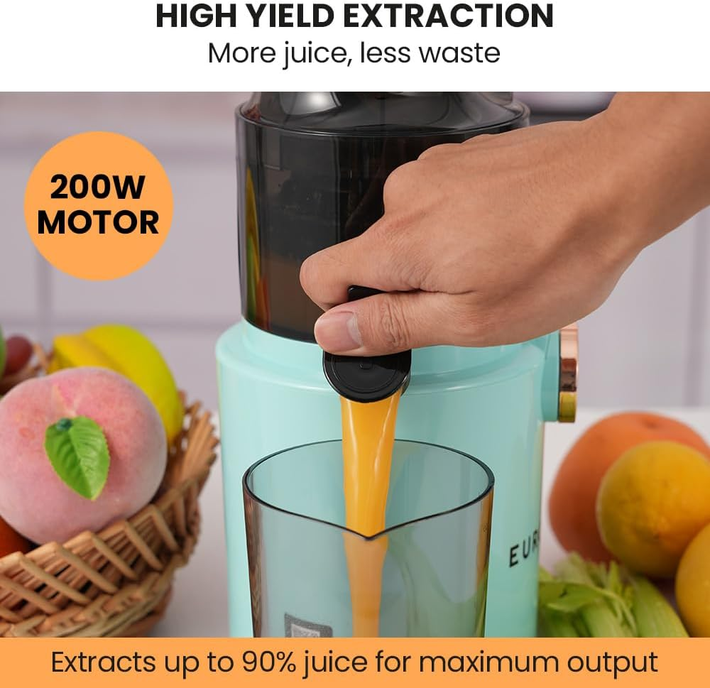 Eurochef Cold Press Slow Juicer Machine, Large Chute, 200W, Seafoam Green image number 2