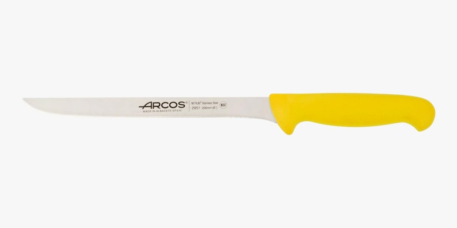 ARCOS Fillet Knife 8 Inch Nitrum Stainless Steel and 200 Mm Blade,Sharp Steak Knife to Fillet Meat and Fish, Ergonomic Polypropylene Handle,Series 2900, Color Yellow - Red image number 3