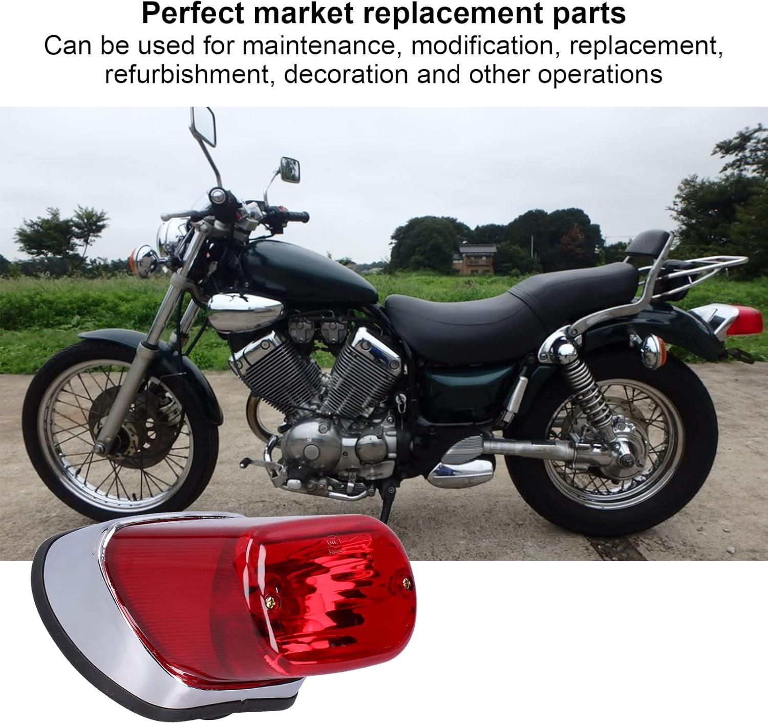 Xtevu Virago XV250/XV400 Motorbike Taillight: ABS Red Replacement Brake Light Taillight - Repair Part, Lamp, and Accessories image number 1
