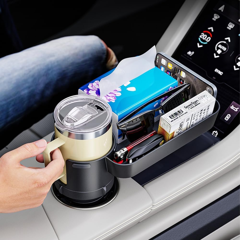Portable Car Seat Tray Table with Cup Holder,Rotating Food & Drinks Tray for Car Travel & Road Trips image number 5