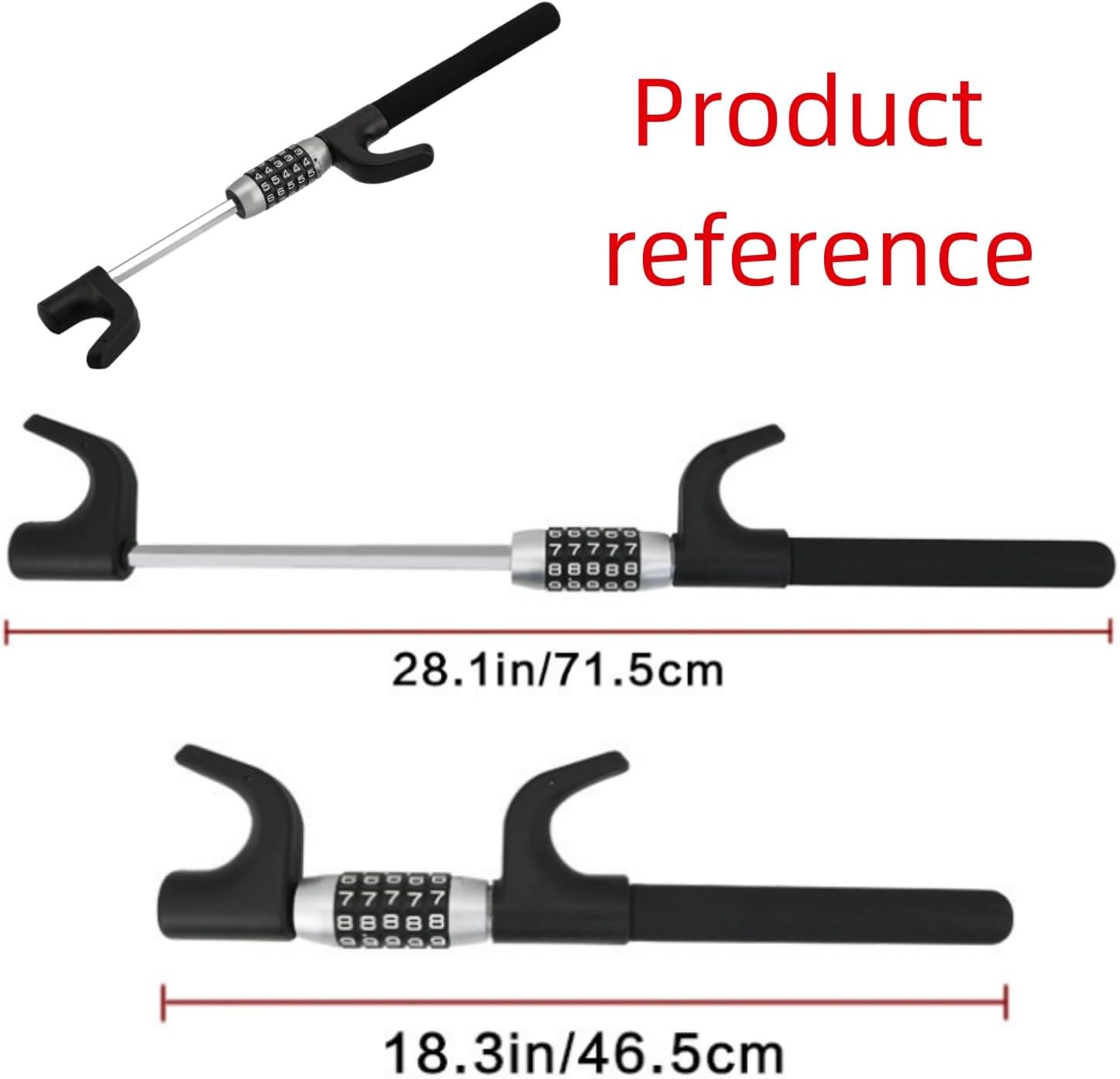 Universal Steering Wheel Lock Anti-Theft Device - Heavy-Duty Retractable Car Safety Lock with 5-Digit Password, Keyless and Expanable, Suitable for Most Vehicles. image number 2