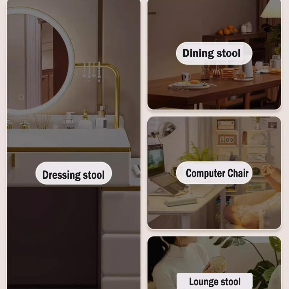 Enliansgo Modern Vanity Chair, Vanity Stools for Makeup Room, Makeup Chair with Anti-Slip Feet, Furry Padded Seat, Modern Chairs for Makeup, Bathroom Vanity, Bedroom, Living Room, Entryway (Grey) - Grey image number 6