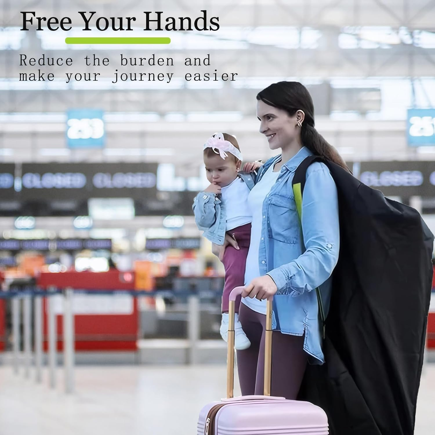 Bestbless Stroller Travel Bag, Portable Pram Bag for Airplane, Car Seat Travel Bag, Large Pushchair Cover with Shoulder Strap, Waterproof Gate Check Bag for Infant Strollers (L) image number 6