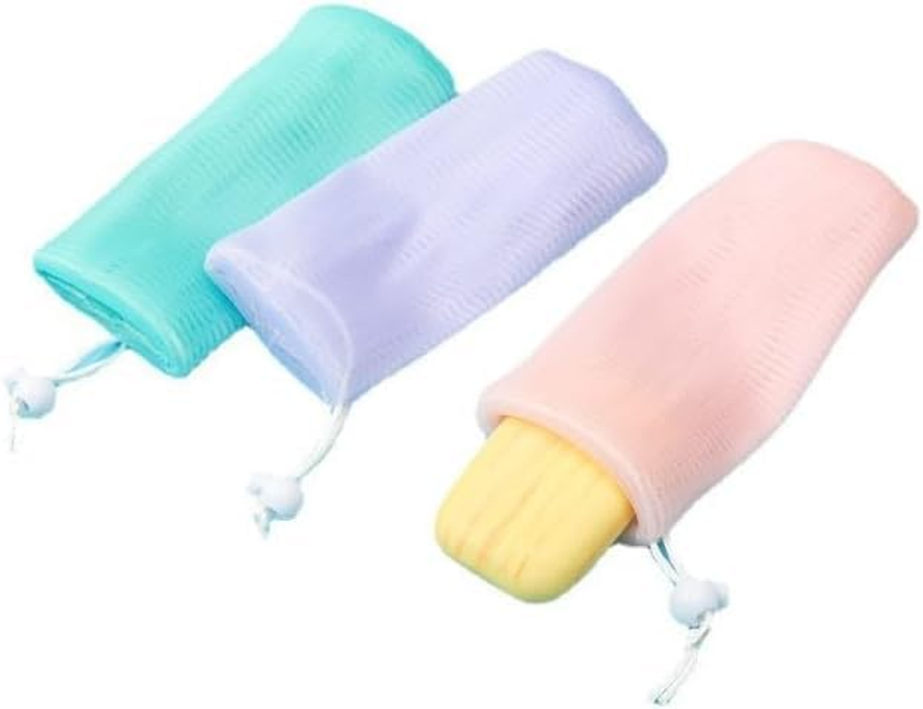6PCS Multicolor Exfoliating Mesh Soap Pouch Bubble Foam Net Bag for Shower Saver Pouch Drawstring Foaming Net Soap Bag for Body Facial Cleaning Tool, 5 Colors Easy to Store Used Repeatedly,Cleansers