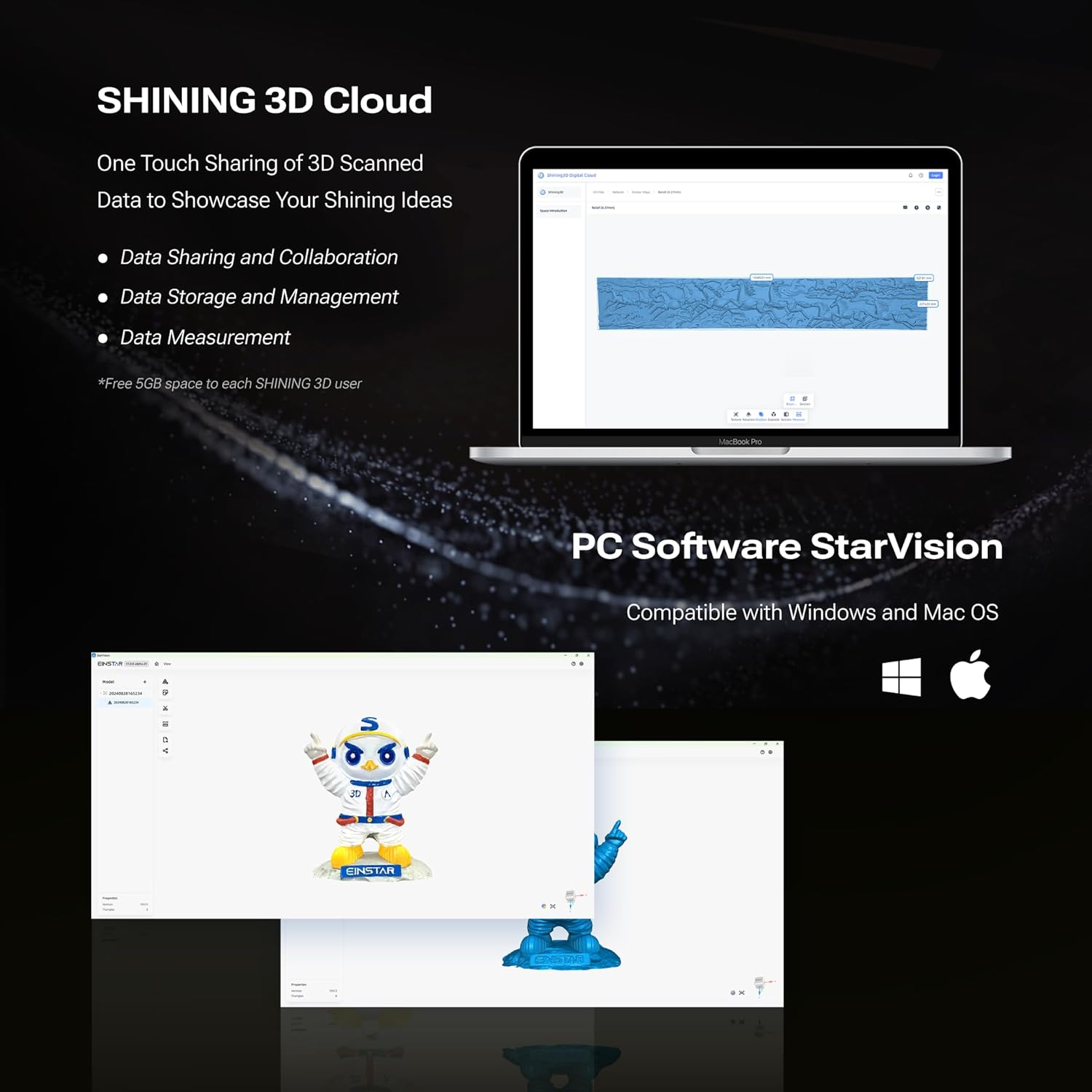 Shining 3D Einstar Vega Wireless 3D Scanner All-In-One Handheld 3D Scanner Two Scanning Technology Support Small to Large Objects, Stable Outdoor Scanning, 8-Core 2.4Ghz CPU, 512G SSD and 32G RAM image number 4
