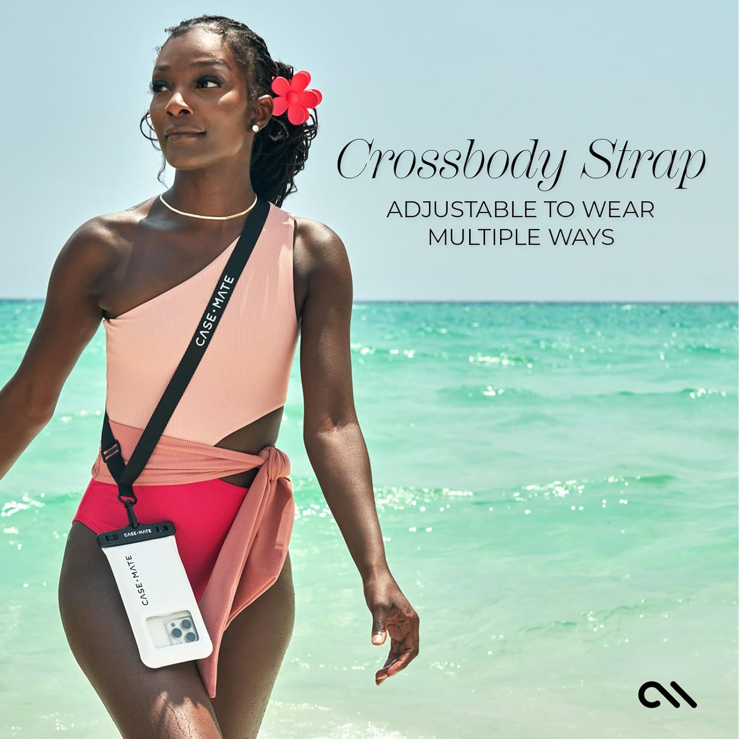 Case-Mate - IP68 Waterproof Phone Pouch/Case [Touchscreen Compatible] - Floating Waterproof Phone Case W/Crossbody Lanyard - Grey/Black - Ballet Pink image number 3