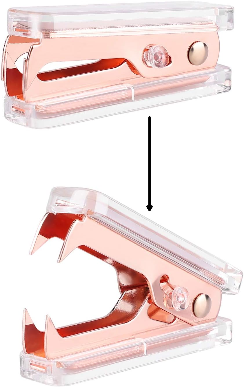 Alsisk Stapler,Clear Desk Stapler with 1000 Pieces Staples - Rose Gold Stapler+Staple Removers image number 5