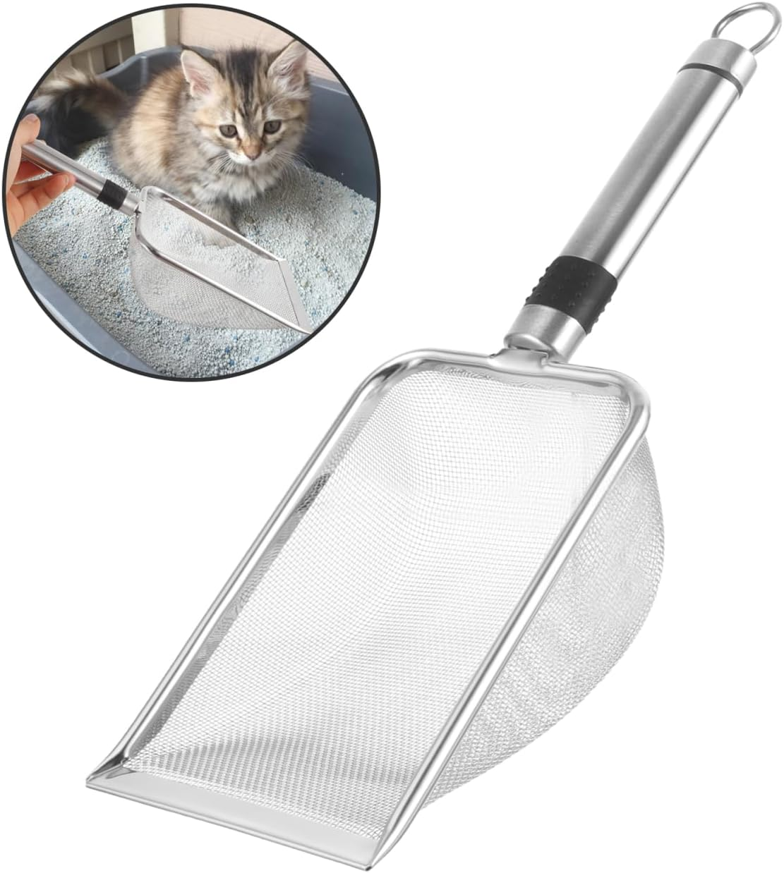 Hohopeti Stainless Steel Reptile Litter Scoop with Fine Mesh Sifter Lightweight Sand Shovel for Tortoise Lizard Snake Terrarium Cleaning Tool image number 1