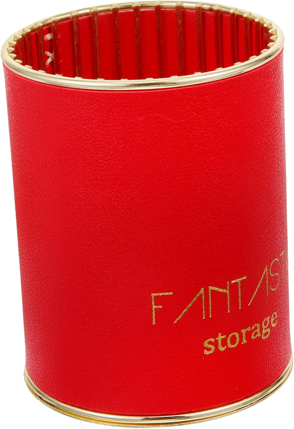 SECFOU Stylish Makeup Brush Storage Tube Desk Organizer Storage Box Leather Pen Holder image number 5