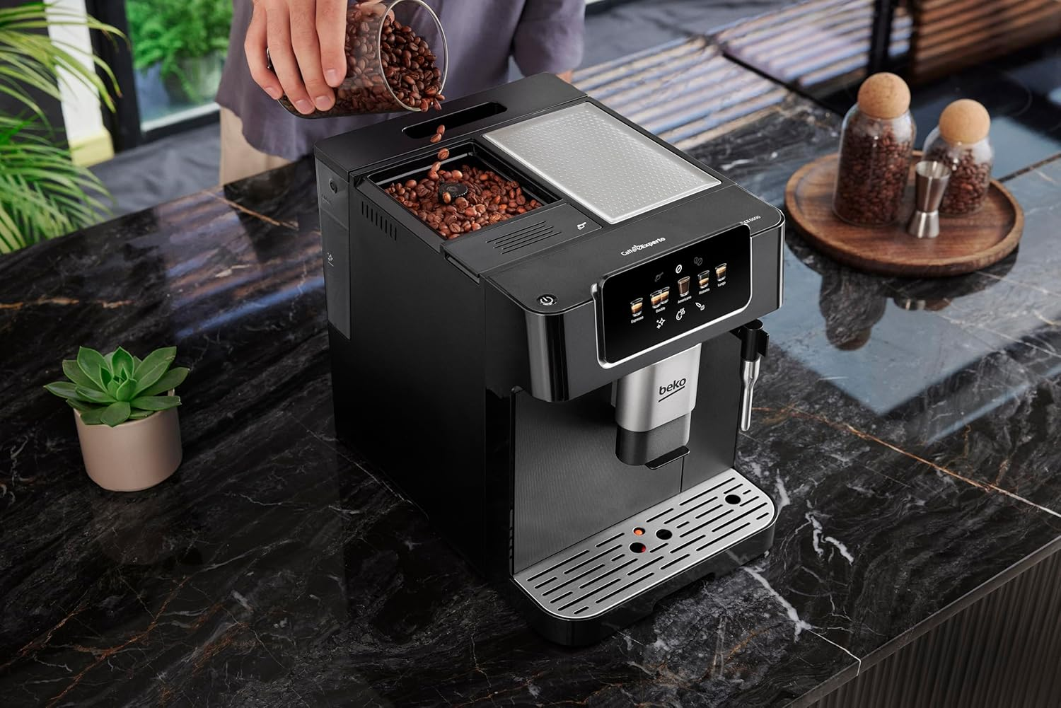 Beko Caffeexperto Bean to Cup Coffee Espresso Machine CEG7302B | Black | Colour Touch Screen Display | 2L Capacity |19 Bar Pressure | 2 Coffee Nozzles & Milk Frother image number 3