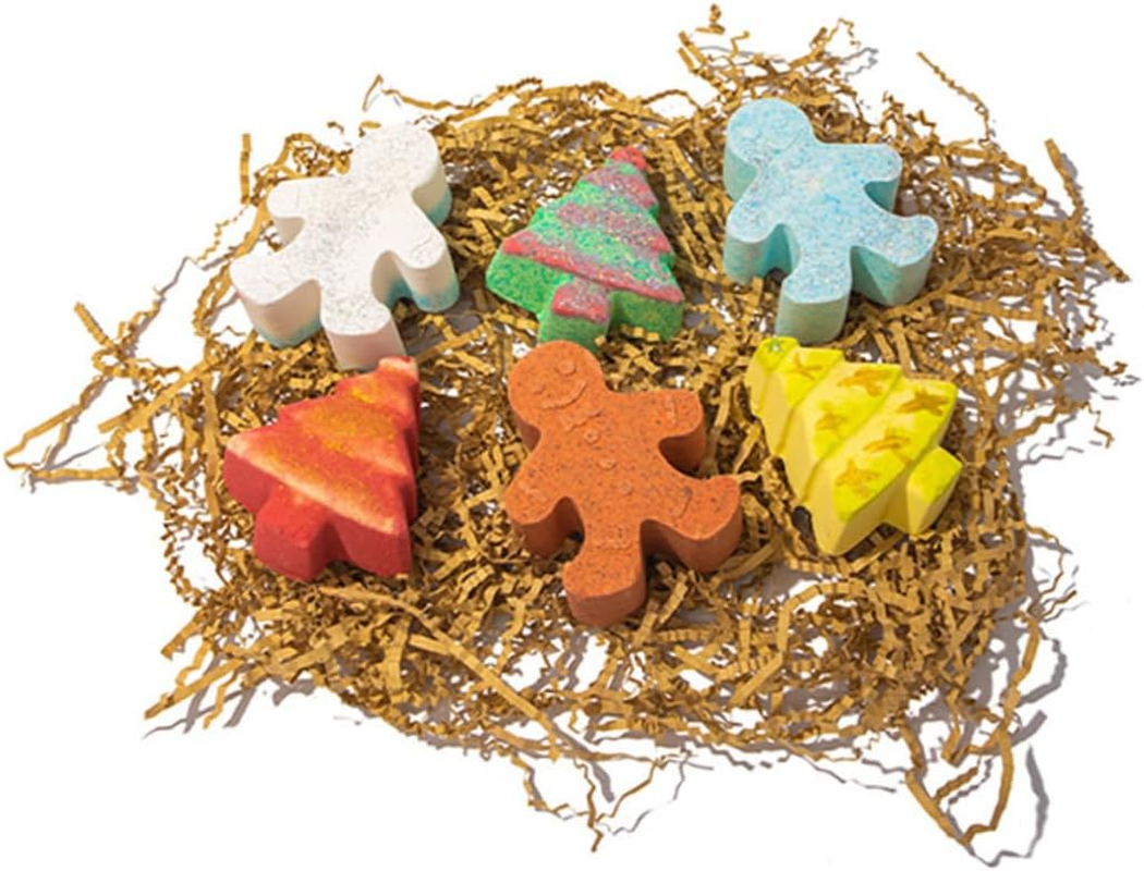 6Pcs Gingerbread Man Bath Salt Ball Christmas Carton Theme Natural Bathing Bombs Skin-Friendly Fragrance Bubble Bombs for Shower Bath image number 6