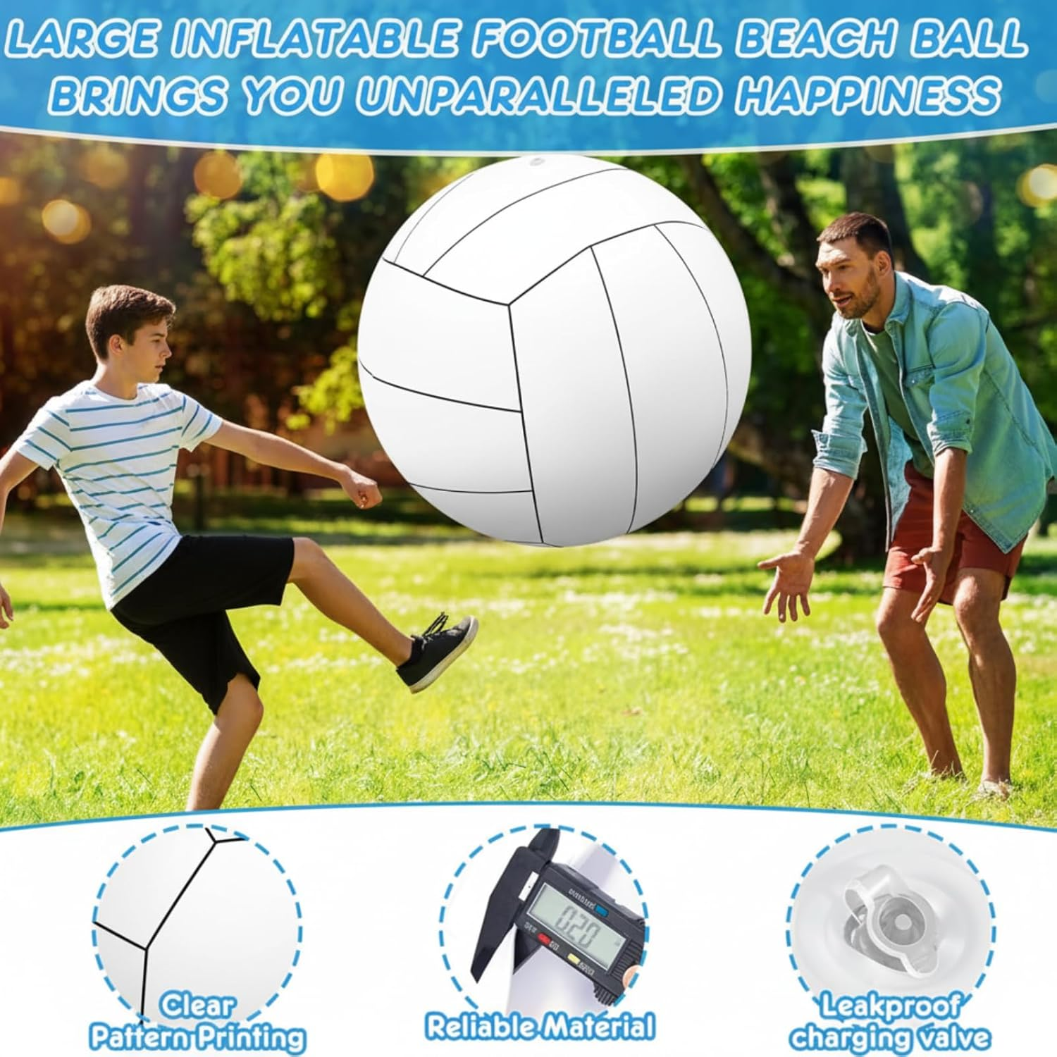 Libima 27 Inch Giant Inflatable Volleyball Large Inflatable Beach Volleyball Inflatable Sports Balls White Volleyball Beach Pool Games Toys for Outdoor Activity Games Sports Themed Party image number 1