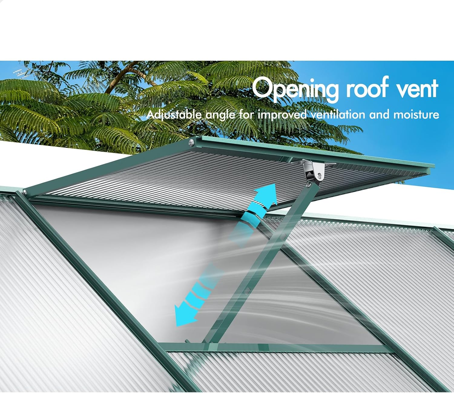 ALFORDSON Greenhouse Garden Transparent Shed with Sliding Door, Walk-In Tunnel Green House with Adjustable Roof Vent, Aluminium Steel Frame Grow Tent for Gardening Plant Flowers, 252X127X218Mm image number 2