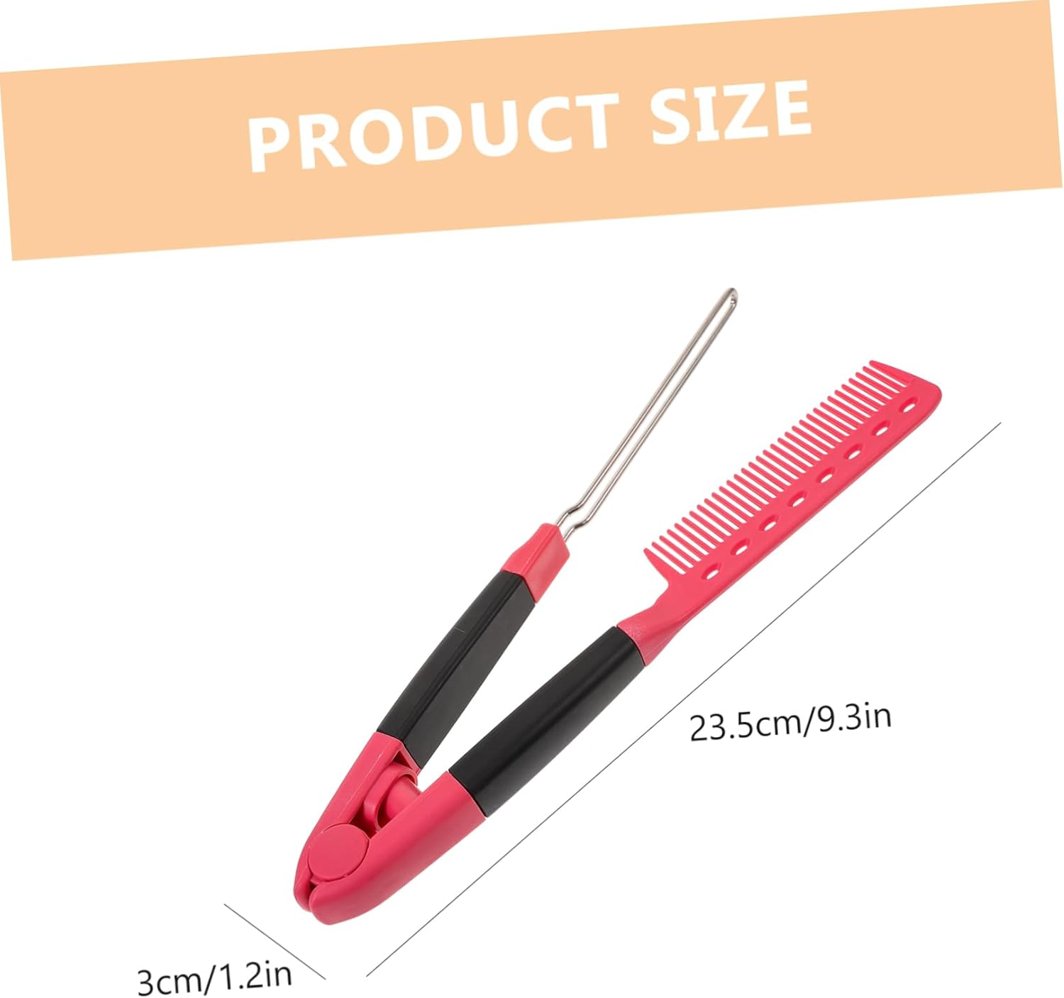 GANAZONO Professional Hair Straightener Comb Shaped Salon Styling Tool for Women Smooth Close Teeth Design for Hair Portable Elegant Rose Red for Home and Travel Use image number 3
