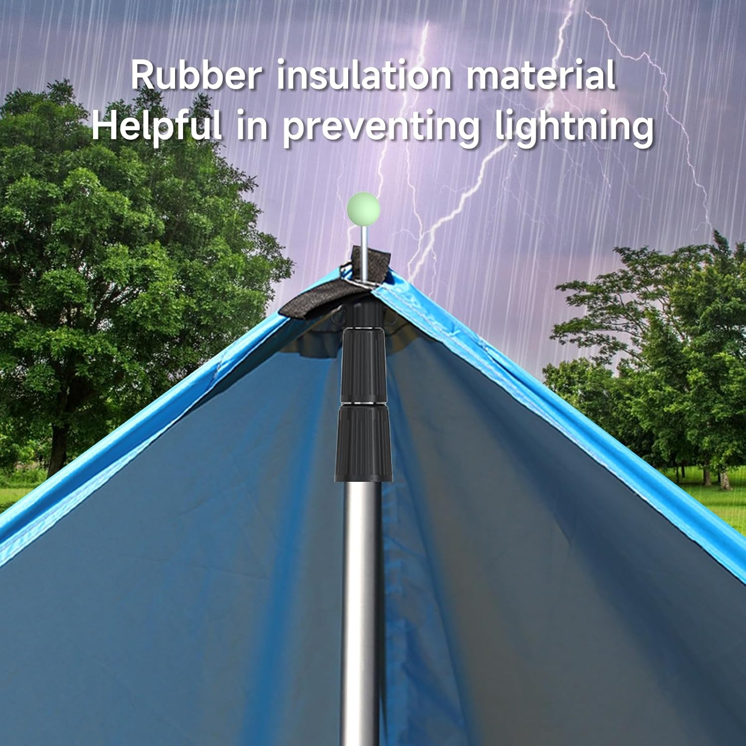 KOMCLUB Telescoping Tarp Poles | 3 Section Stepless Adjustable Tent Poles 75" Lightweight Stainless Steel with Storage Bag for Camping Canopy Awning Backpacking Hiking Set of 2 (Black image number 5