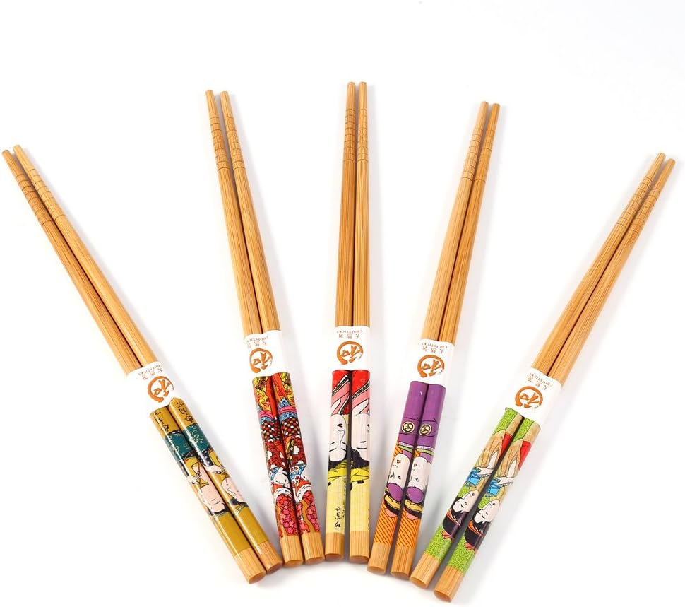 5 Pairs Bamboo Wooden Chopsticks Japanese Style Reusable Chopsticks Box Chop Sticks Set for Kitchen Dinner image number 2