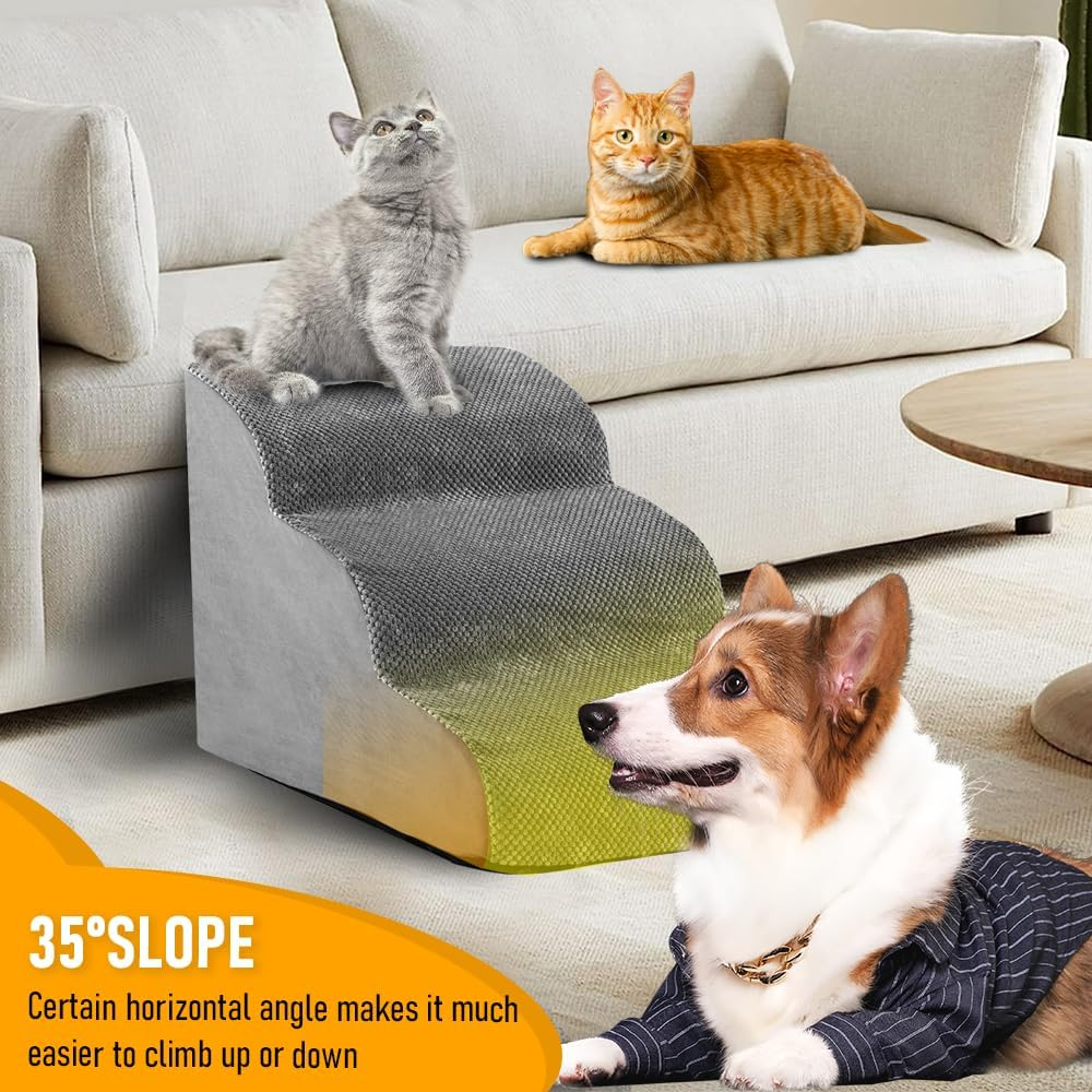 Dog Stairs 3 Tiers Dog Steps Pet Ramp Stairs for Couch and Bed Non-Slip 3-Step Pet Stairs, Small Dog Cat Ramp Pet Dog Steps 3 Tiers Training Stairs, Removable and Washable Case (3Tiers) image number 4