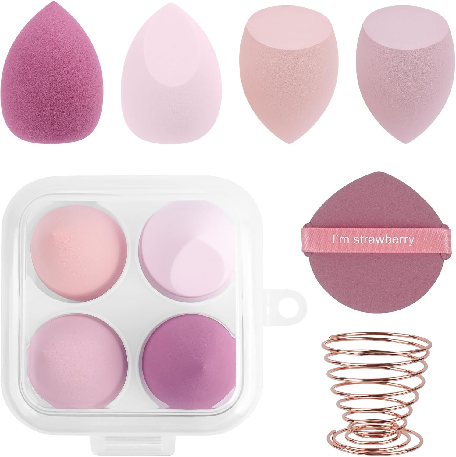 Make up Sponge Set, 4 Pieces, Cosmetic Accessories with Storage Box, Moisture Sponges for Foundation, Concealer, Wet and Dry image number 1