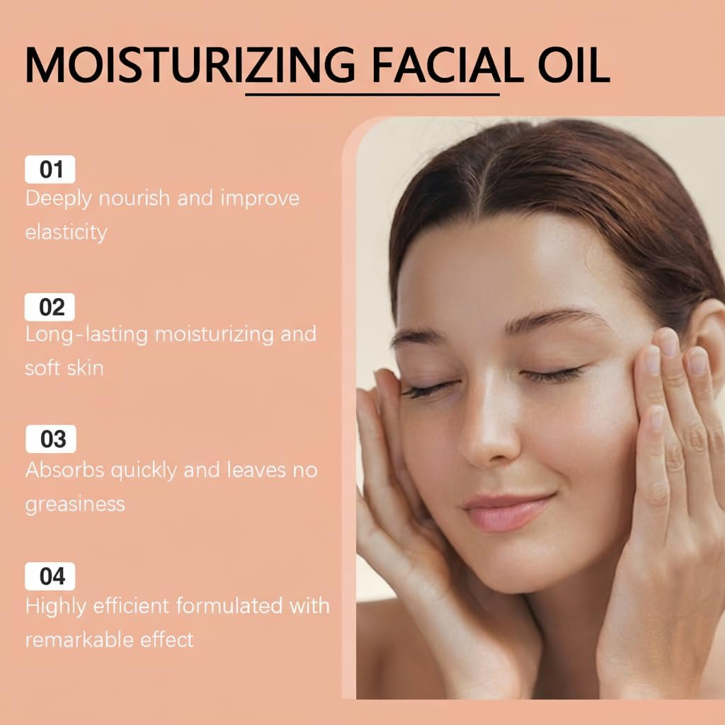 100% Organic Facial Oil, Anti-Aging Moisturizing Essential Oil for Wrinkle Reduction Firming Brightening & Smooth Fine Lines - Natural Face Serum for All Skin Types, Hydration & Skin Glow (2PCS) image number 1