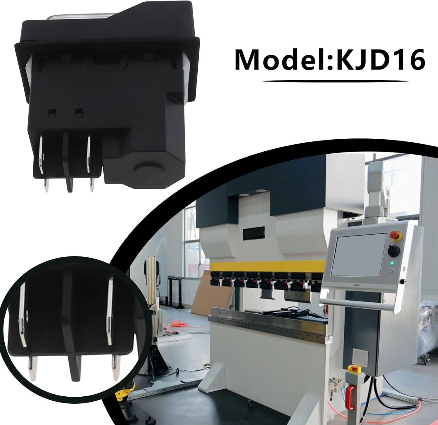 Emsea 1Pc 4Pin YH02-A Electromagnetic Switch Rocker Switch Compatible with KEDU KJD16 Various Machine Tool Equipment (230-250V 16A) image number 1