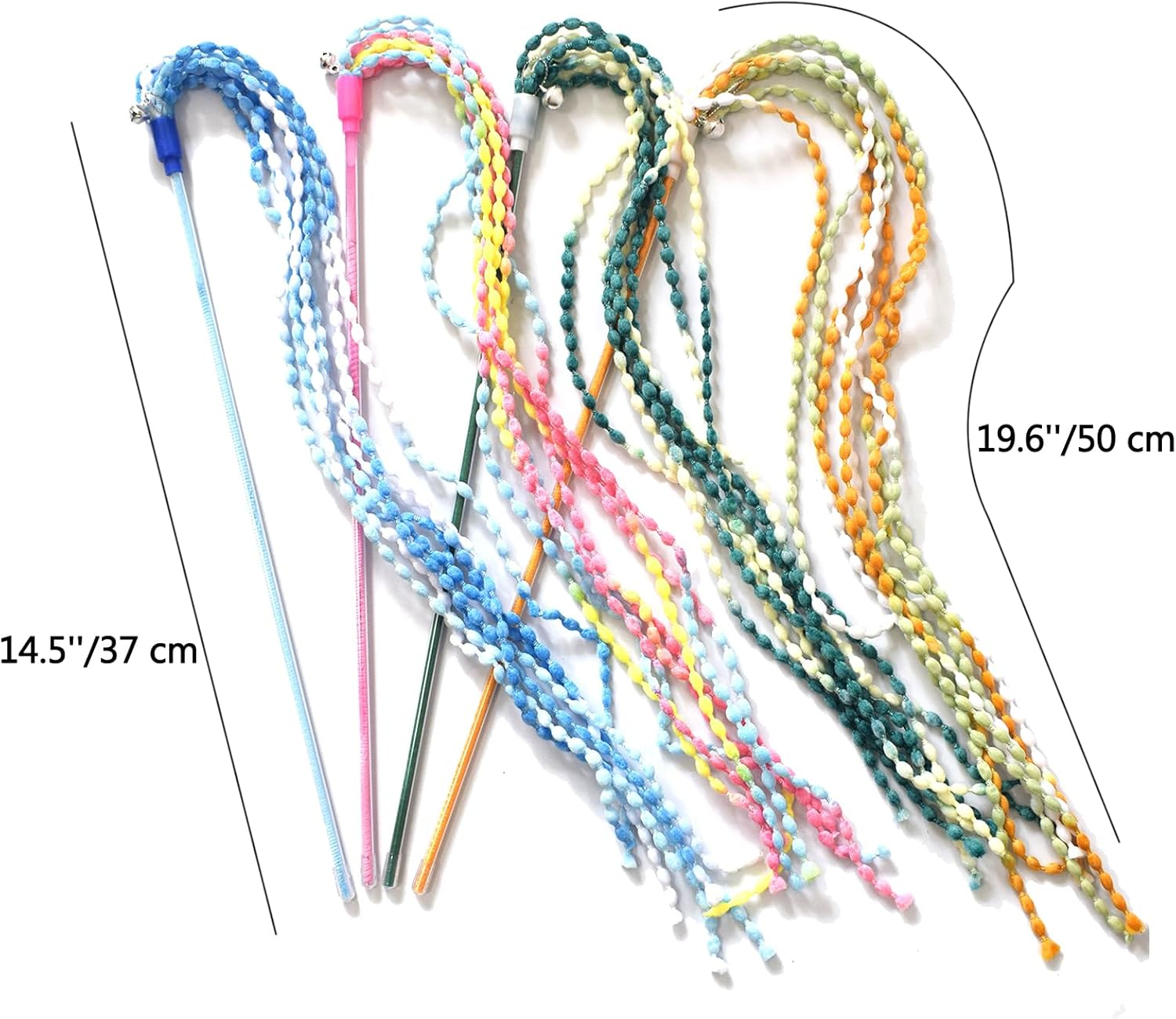 IUHKBH Cat Teaser Toys, 4 PCS Plush Srtip Cat Wands Interactive Cat Teasing Stick Vibrant Cat Teaser Wands with Bell for Cat Kitten Having Fun Exerciser Playing image number 4