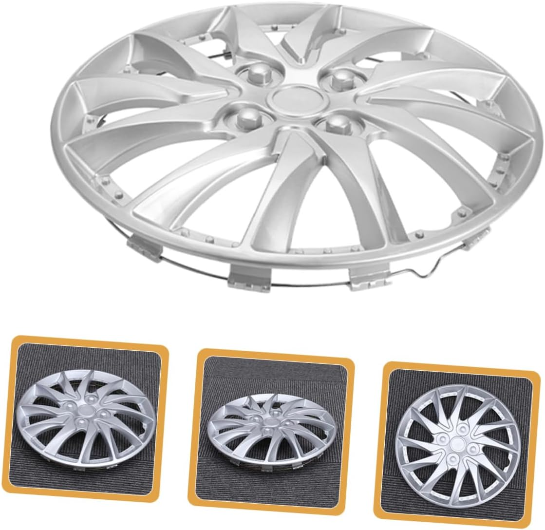 Zerodeko 2Pcs 14-Inch Silver Automotive Wheel Hub Caps Car Hubcovers for Vehicles Decorative Hubcaps for Cars Compatible with Standard Wheels image number 2