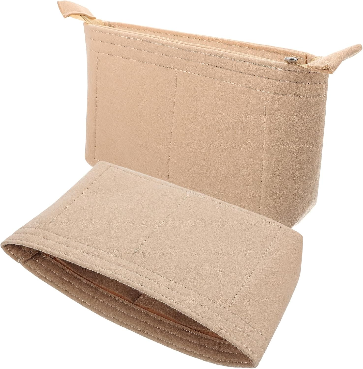 2Pcs Felt Purse Organizer Inserts Tote Bag Organizer Insert with Open Top and Zipper Closure for Travel and Daily Use image number 5