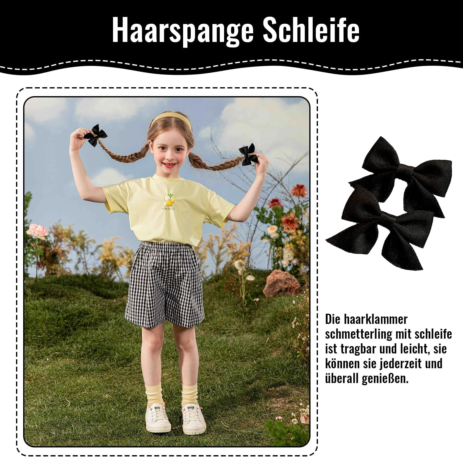 Esshogo Hair Clip Bow, Hair Bow, Hair Clip Black, Bow Hair, Hair Bow Christmas, Hair Clips Women with Bows, Hair Clips Children'S Bows image number 2